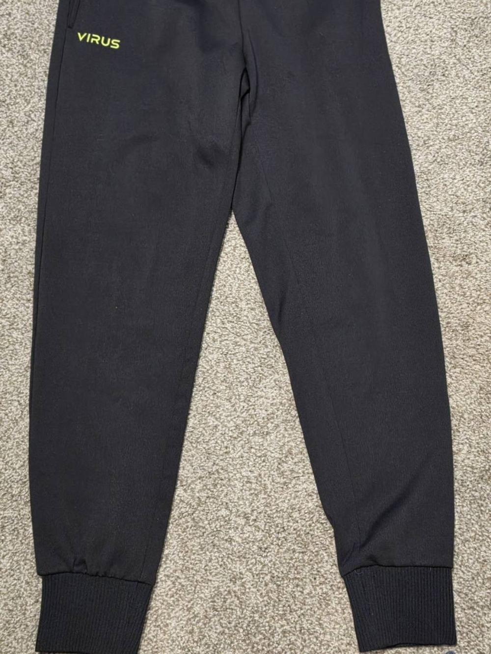 Virus Men's Black Joggers with Neon Yellow Logo